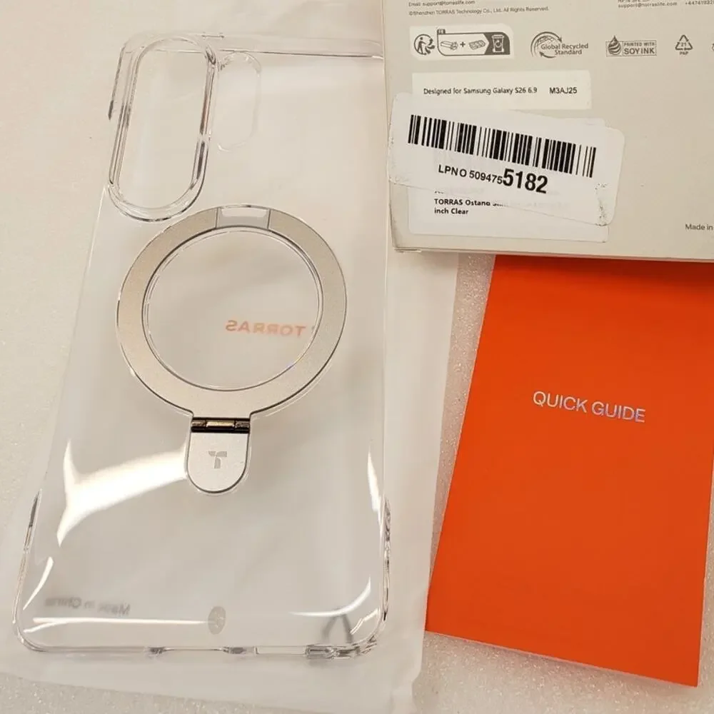 TORRAS Ostand Clear Ring Kickstand Case for Samsung Galaxy Ultra S26 6.9